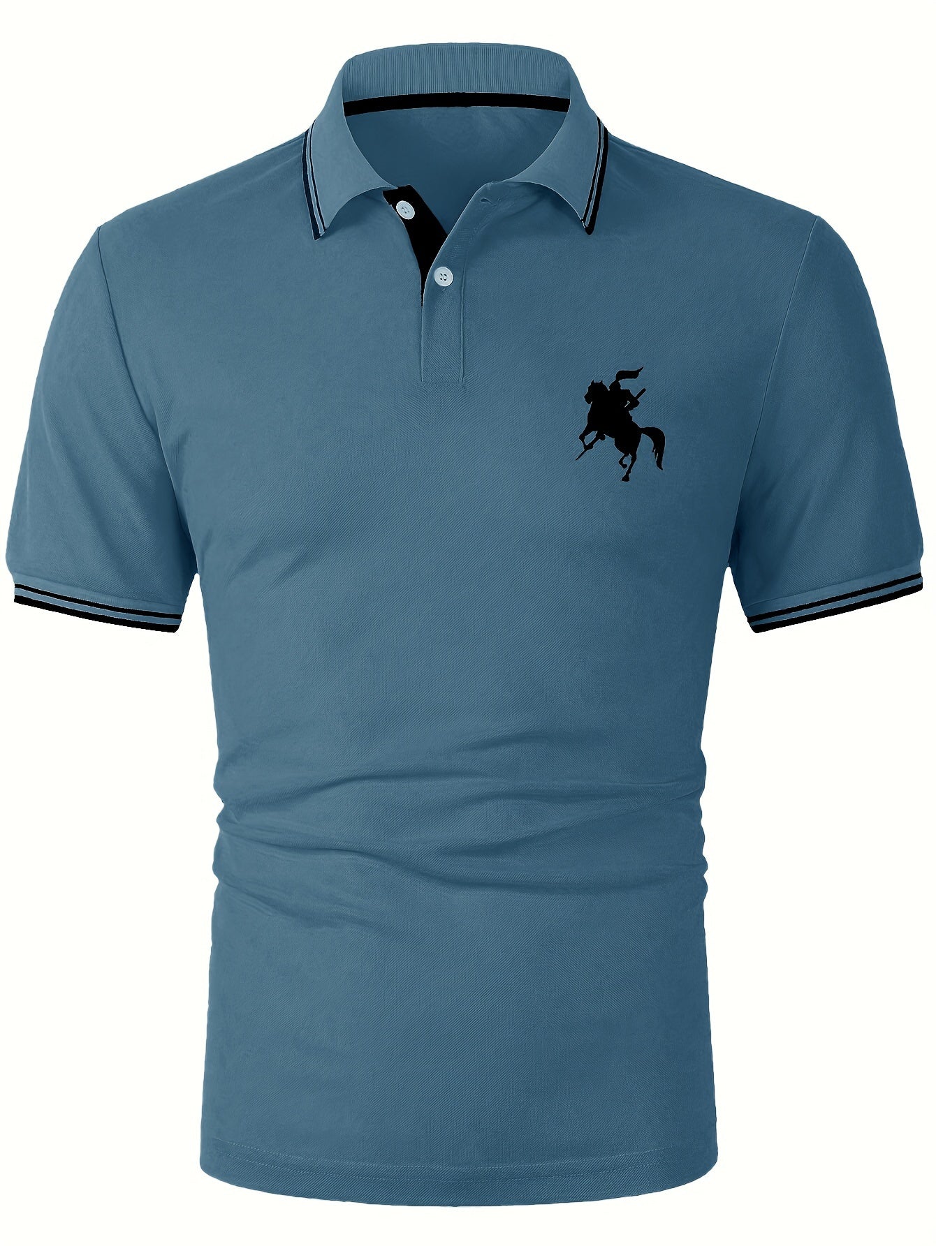 Evren | Heren paarden ridder print korte mouwen Polo Henley shirt - stijlvolle vrijetijdskleding