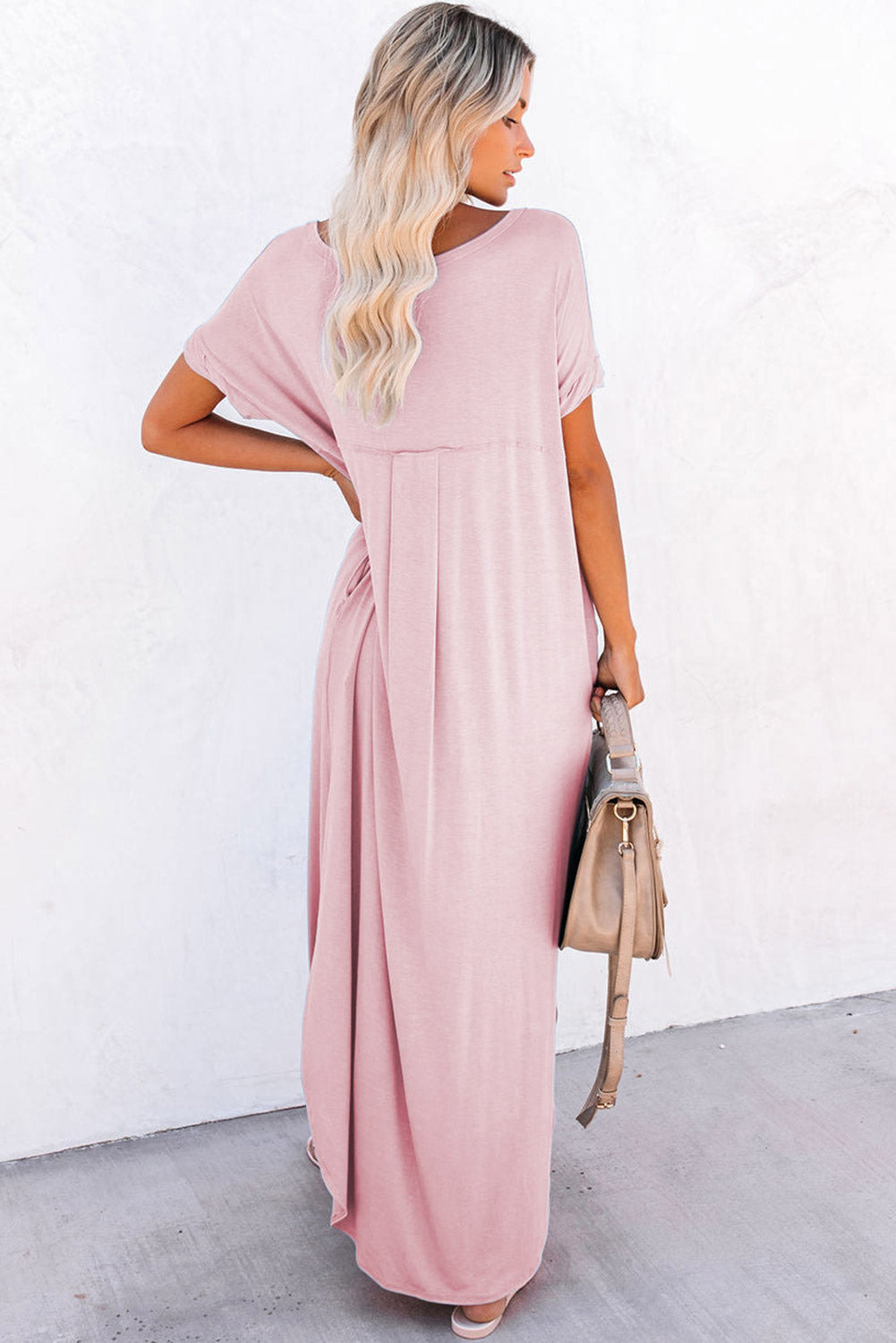 Kaedia | Maxi-jurk met V-hals, Casual Relaxed Fit, Ademend Katoen, Met Zakken
