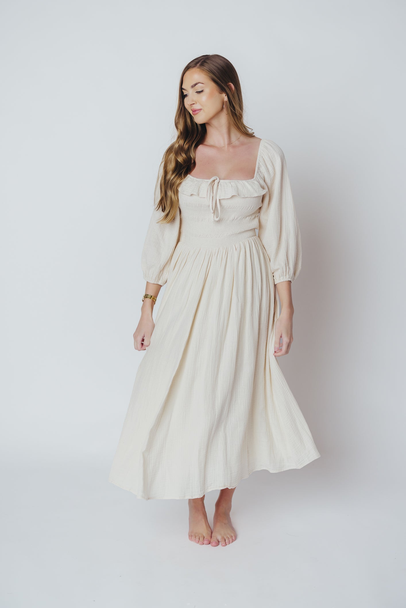 Lurdes | Elegante luchtige midi-jurk voor dames - Lichtgewicht jurk met A-lijn