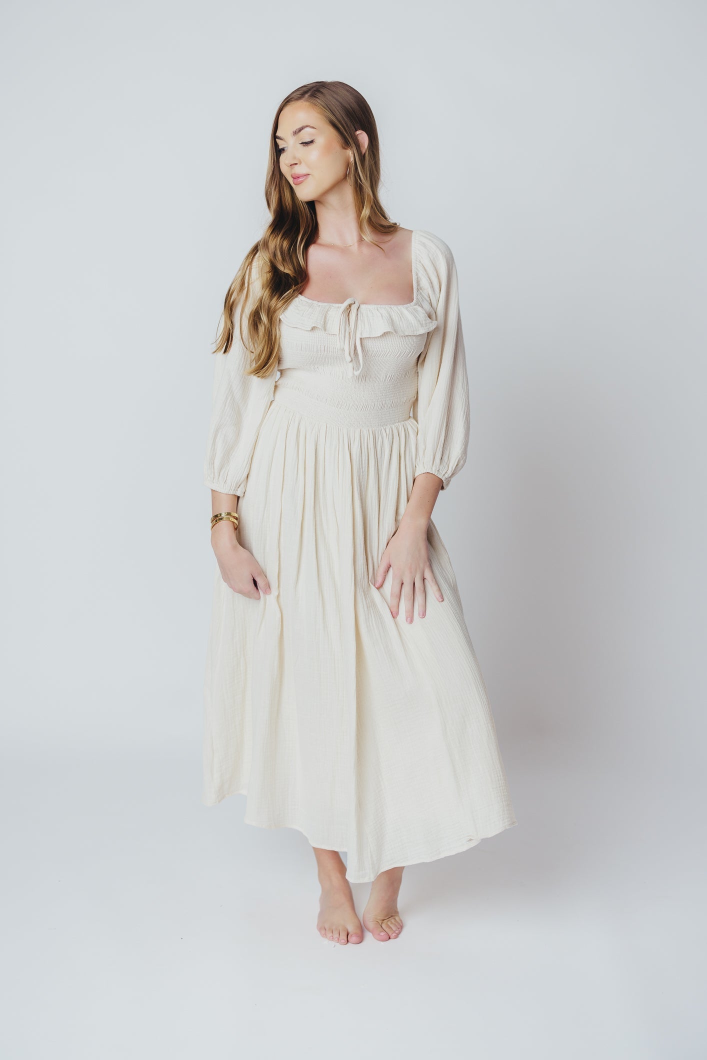 Lurdes | Elegante luchtige midi-jurk voor dames - Lichtgewicht jurk met A-lijn