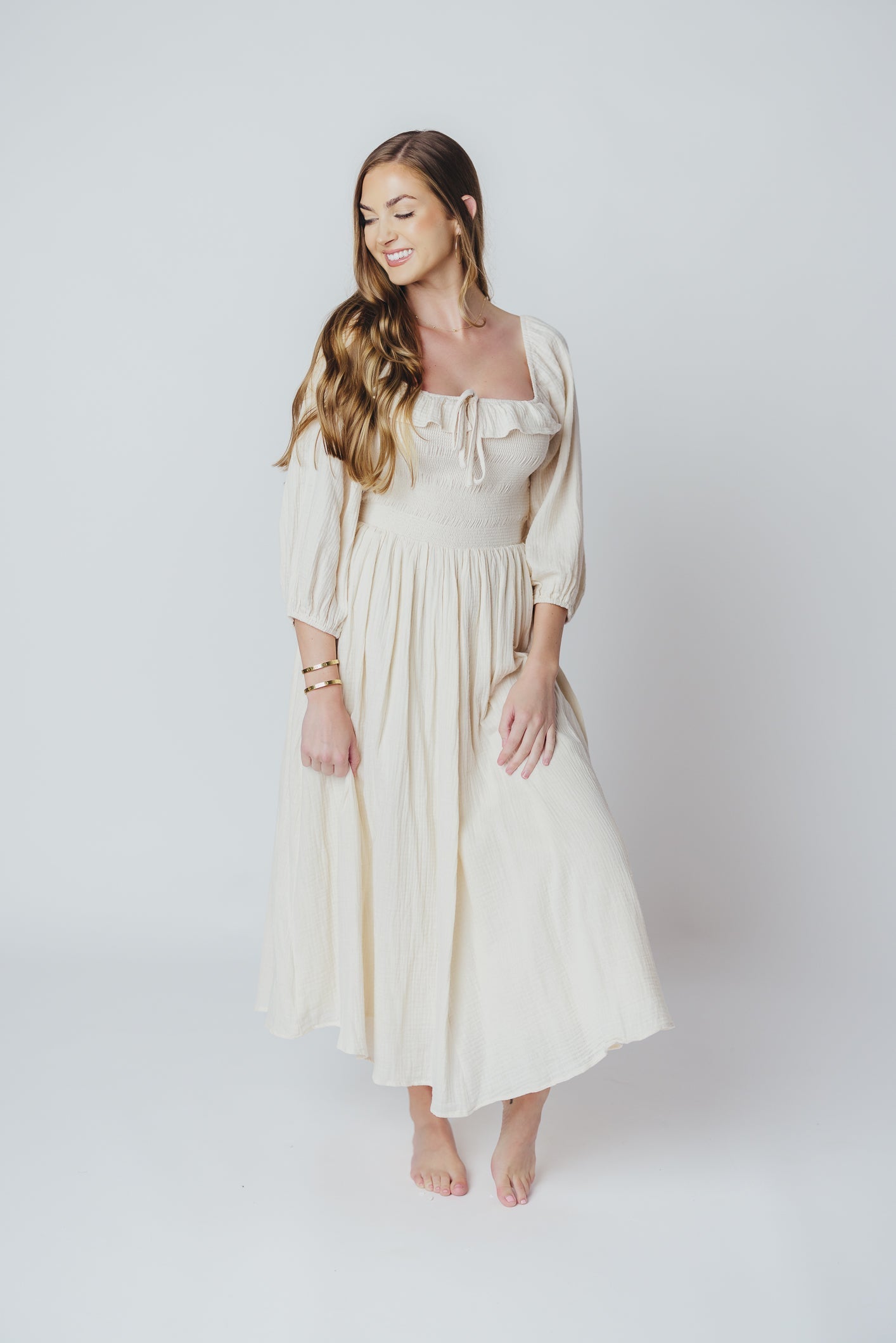 Lurdes | Elegante luchtige midi-jurk voor dames - Lichtgewicht jurk met A-lijn