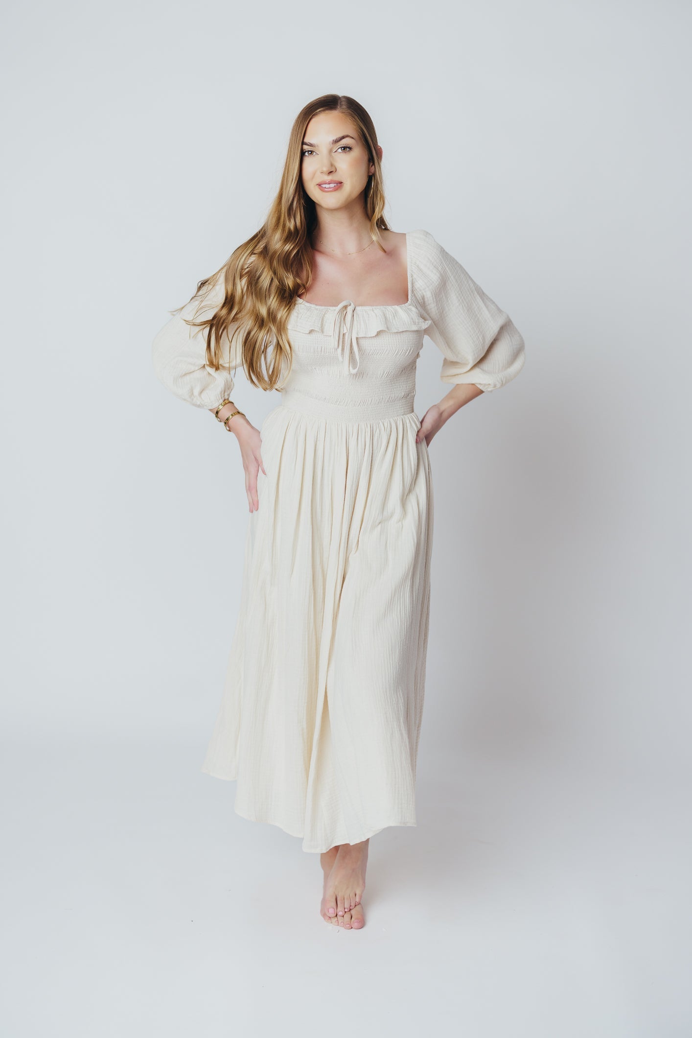 Lurdes | Elegante luchtige midi-jurk voor dames - Lichtgewicht jurk met A-lijn