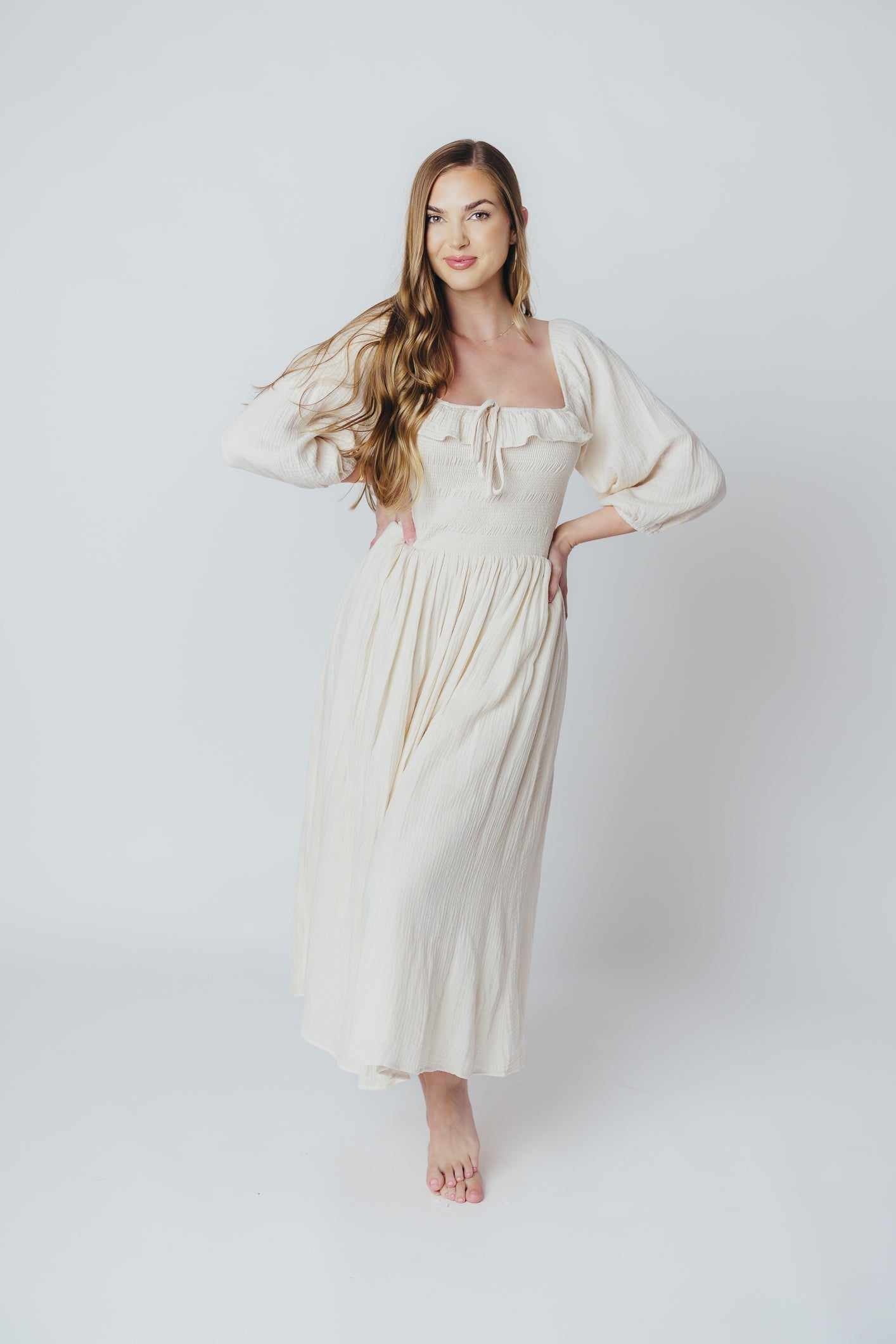 Lurdes | Elegante luchtige midi-jurk voor dames - Lichtgewicht jurk met A-lijn
