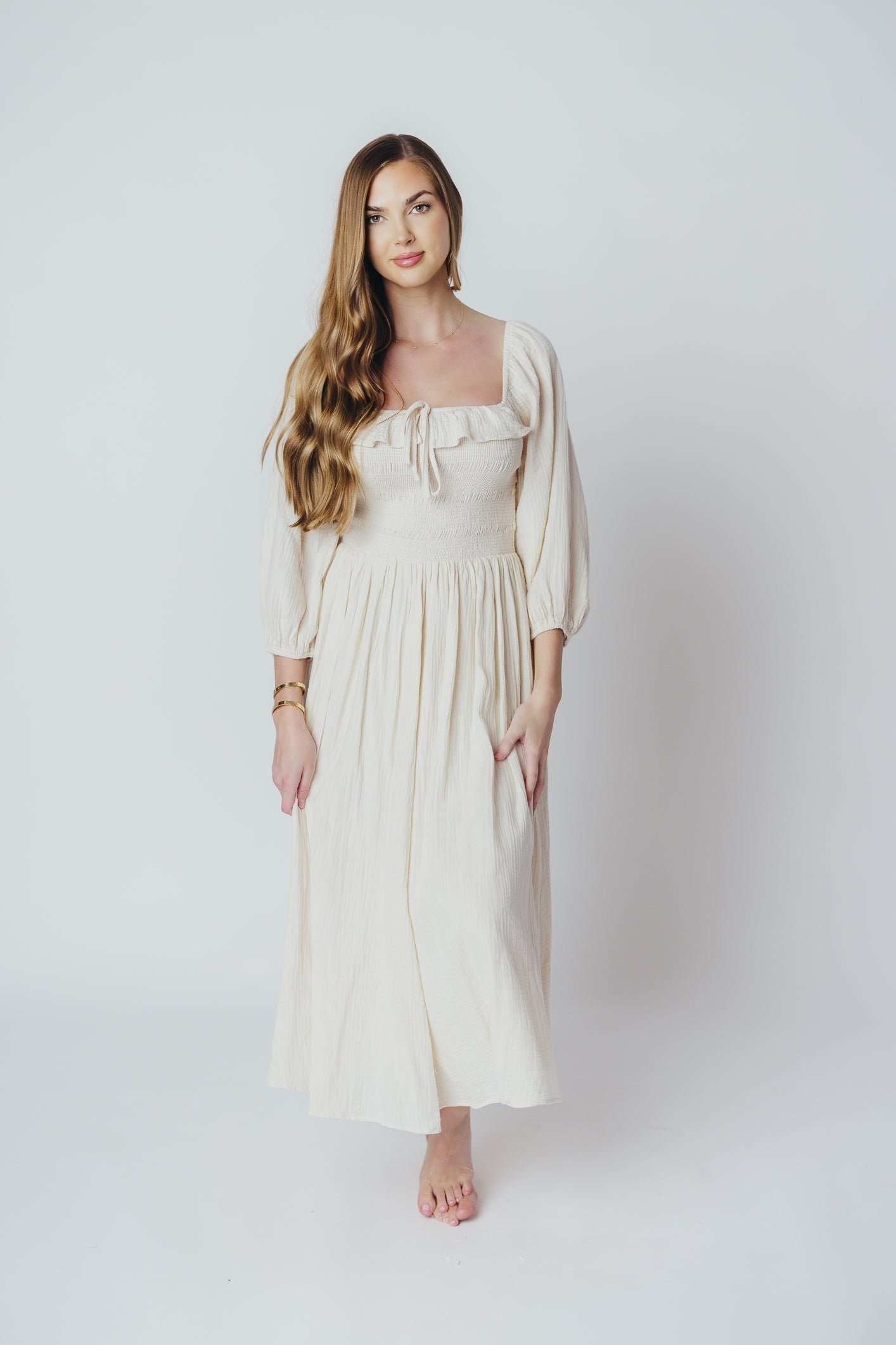 Lurdes | Elegante luchtige midi-jurk voor dames - Lichtgewicht jurk met A-lijn
