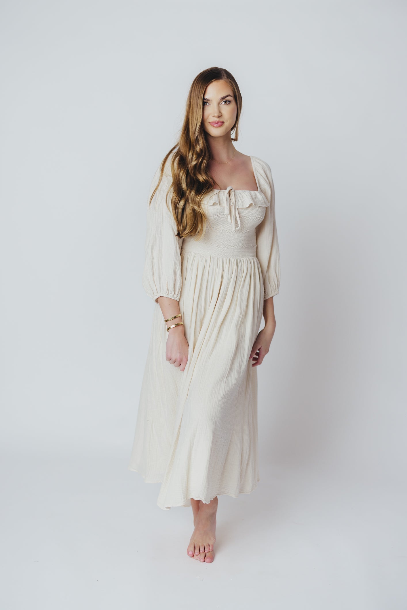 Lurdes | Elegante luchtige midi-jurk voor dames - Lichtgewicht jurk met A-lijn
