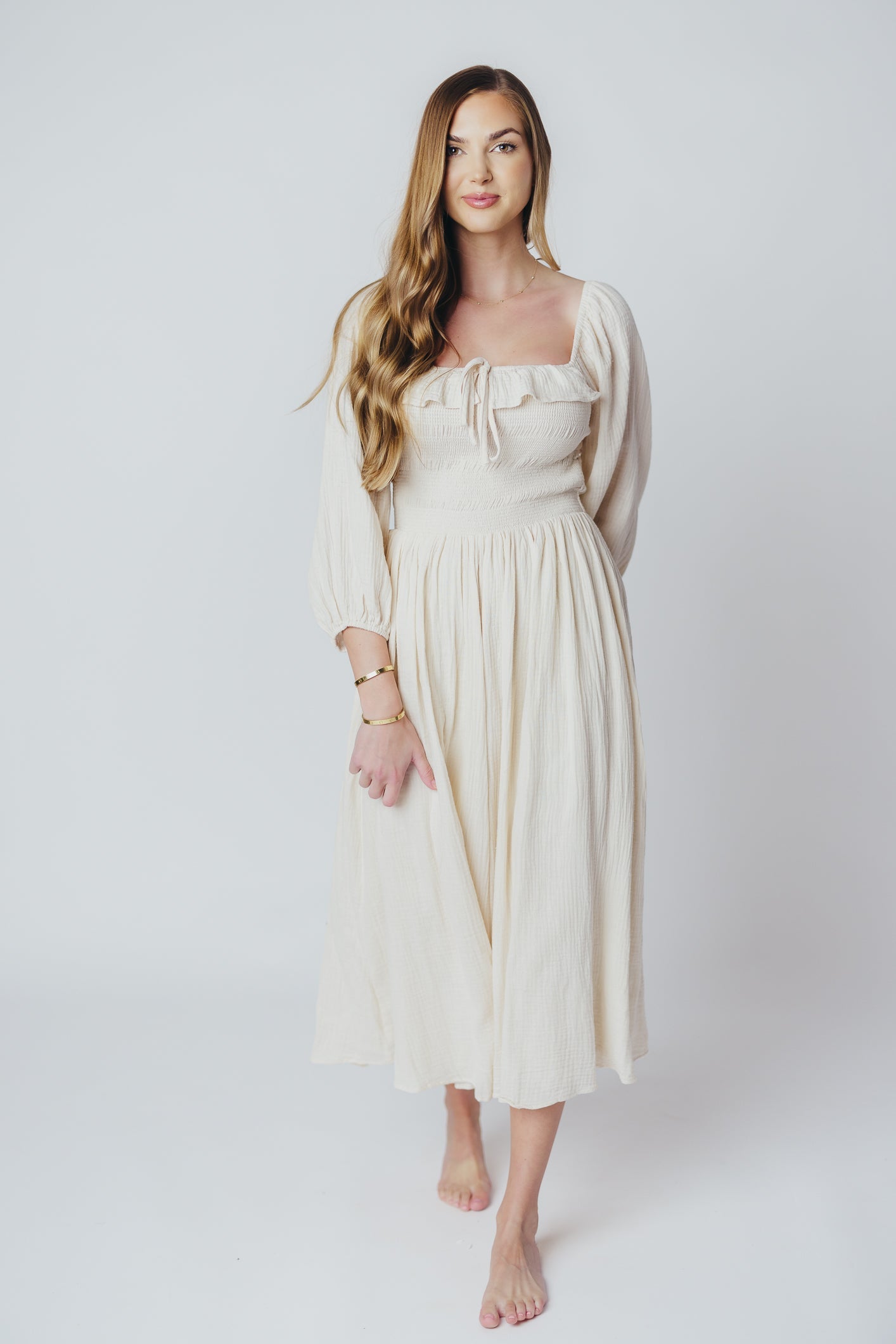 Lurdes | Elegante luchtige midi-jurk voor dames - Lichtgewicht jurk met A-lijn