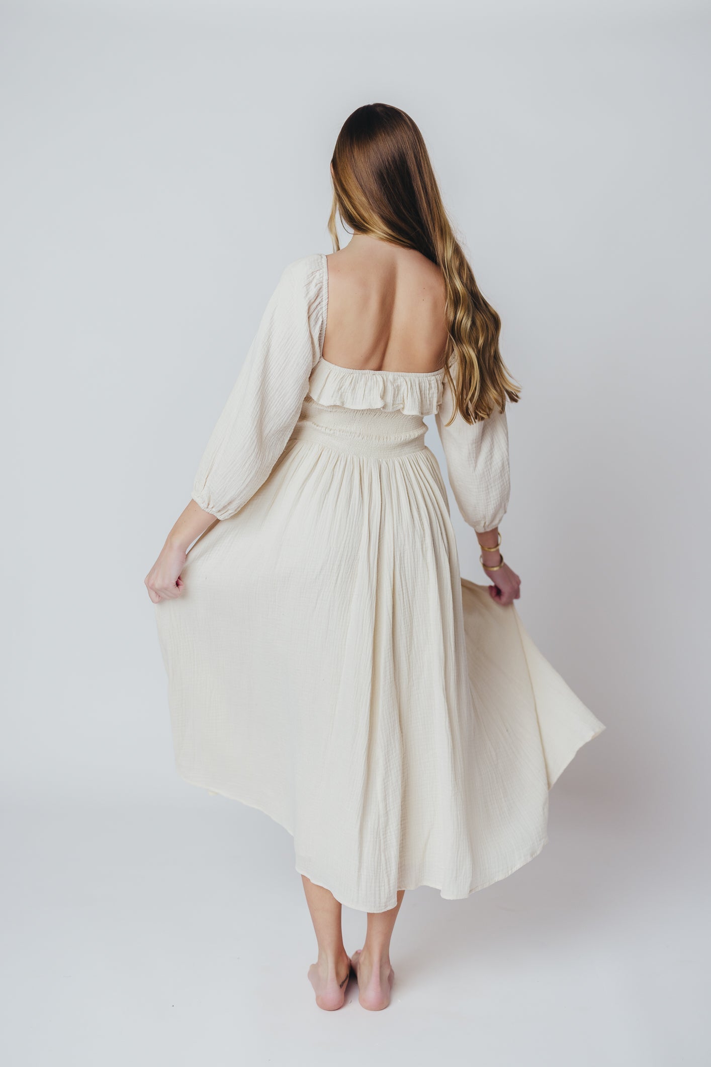 Lurdes | Elegante luchtige midi-jurk voor dames - Lichtgewicht jurk met A-lijn