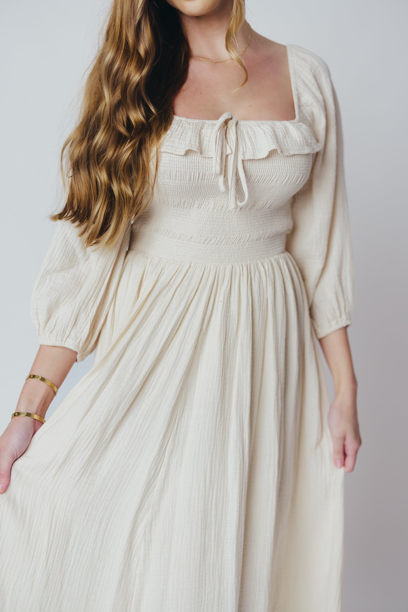 Lurdes | Elegante luchtige midi-jurk voor dames - Lichtgewicht jurk met A-lijn