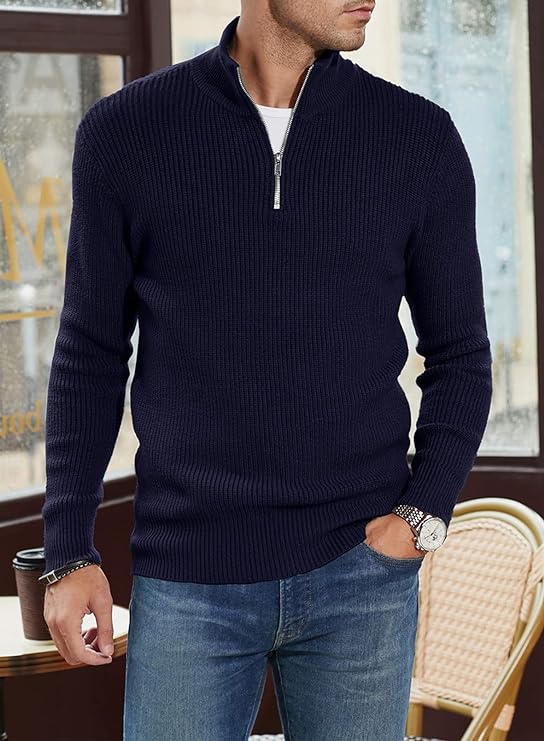 Zyric | Stijlvolle herentrui met halve rits – Premium gebreide casual pullover