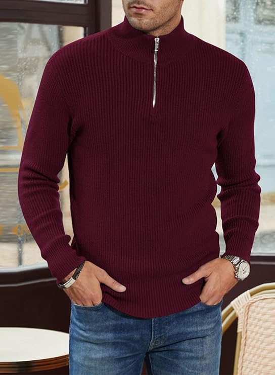 Zyric | Stijlvolle herentrui met halve rits – Premium gebreide casual pullover