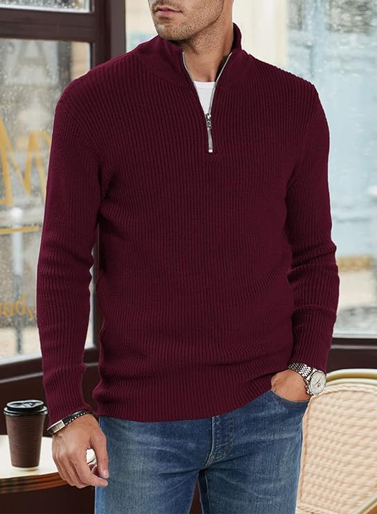 Zyric | Stijlvolle herentrui met halve rits – Premium gebreide casual pullover