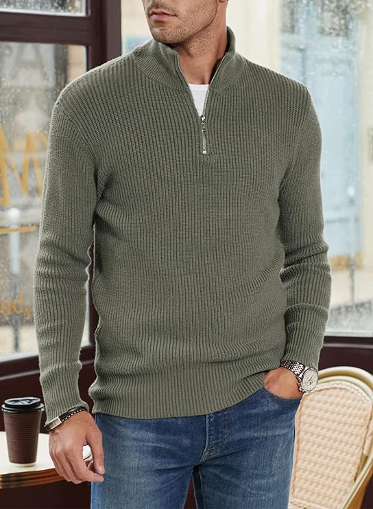 Zyric | Stijlvolle herentrui met halve rits – Premium gebreide casual pullover