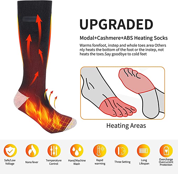 ToastySox | Unisex oplaadbare verwarmde sokken – Warme wintersokken, outdoor, skiën, jagen