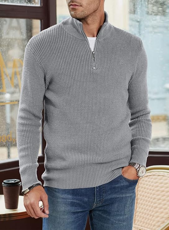 Zyric | Stijlvolle herentrui met halve rits – Premium gebreide casual pullover