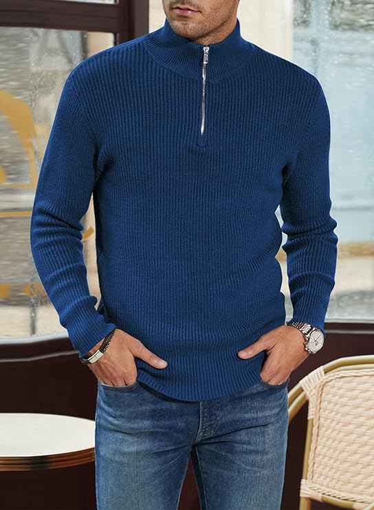 Zyric | Stijlvolle herentrui met halve rits – Premium gebreide casual pullover