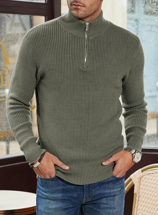 Zyric | Stijlvolle herentrui met halve rits – Premium gebreide casual pullover
