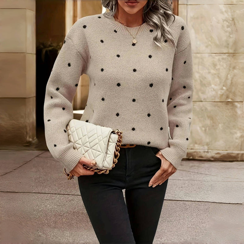 Valdis | Elegante gebreide trui met stippen – zachte katoenmix pullover voor casual en chique outfits