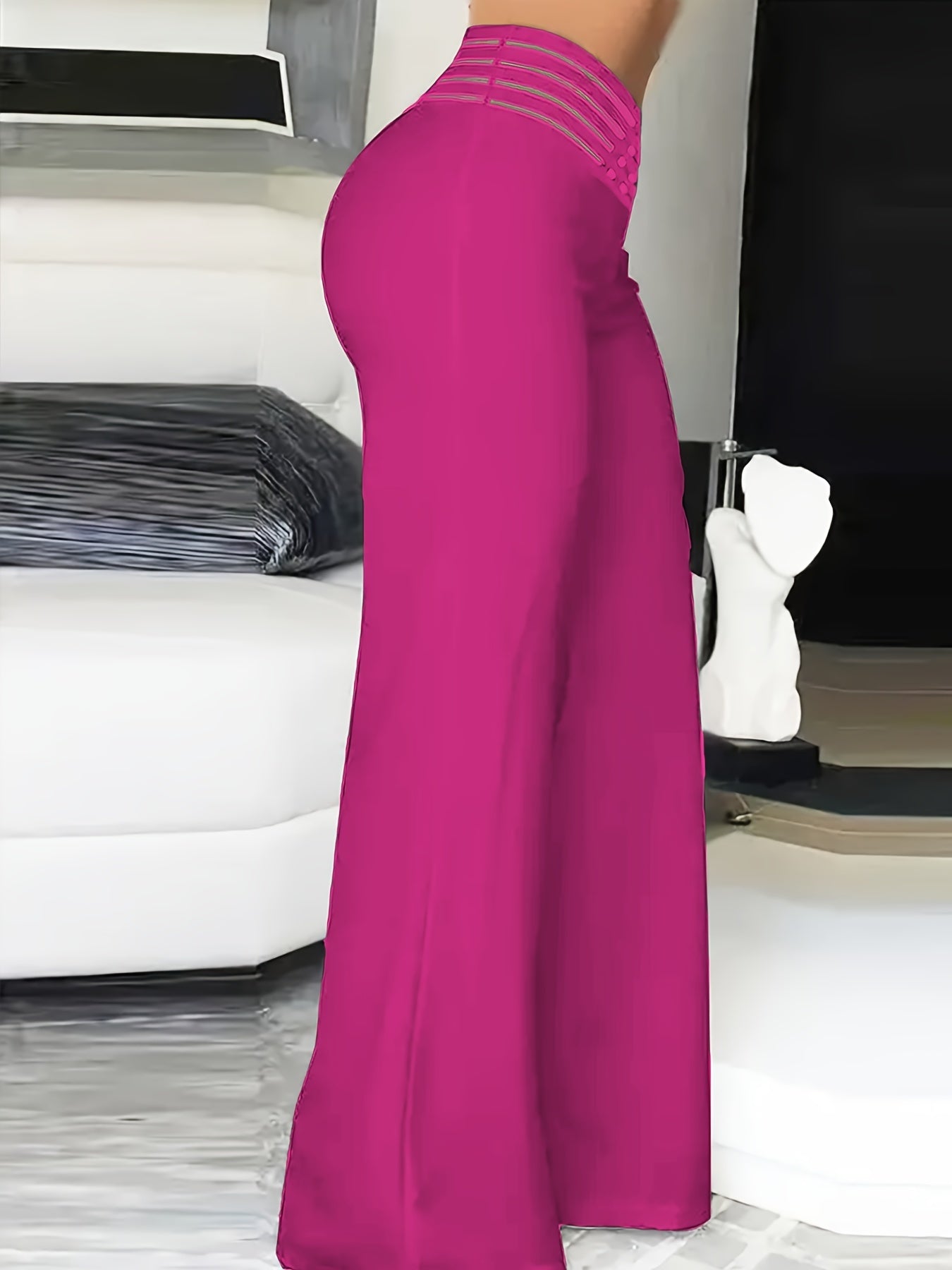 Syrene | Hoge taille broek met wijde pijpen voor dames – Elegant kruisdetail, rekbaar, comfortabel