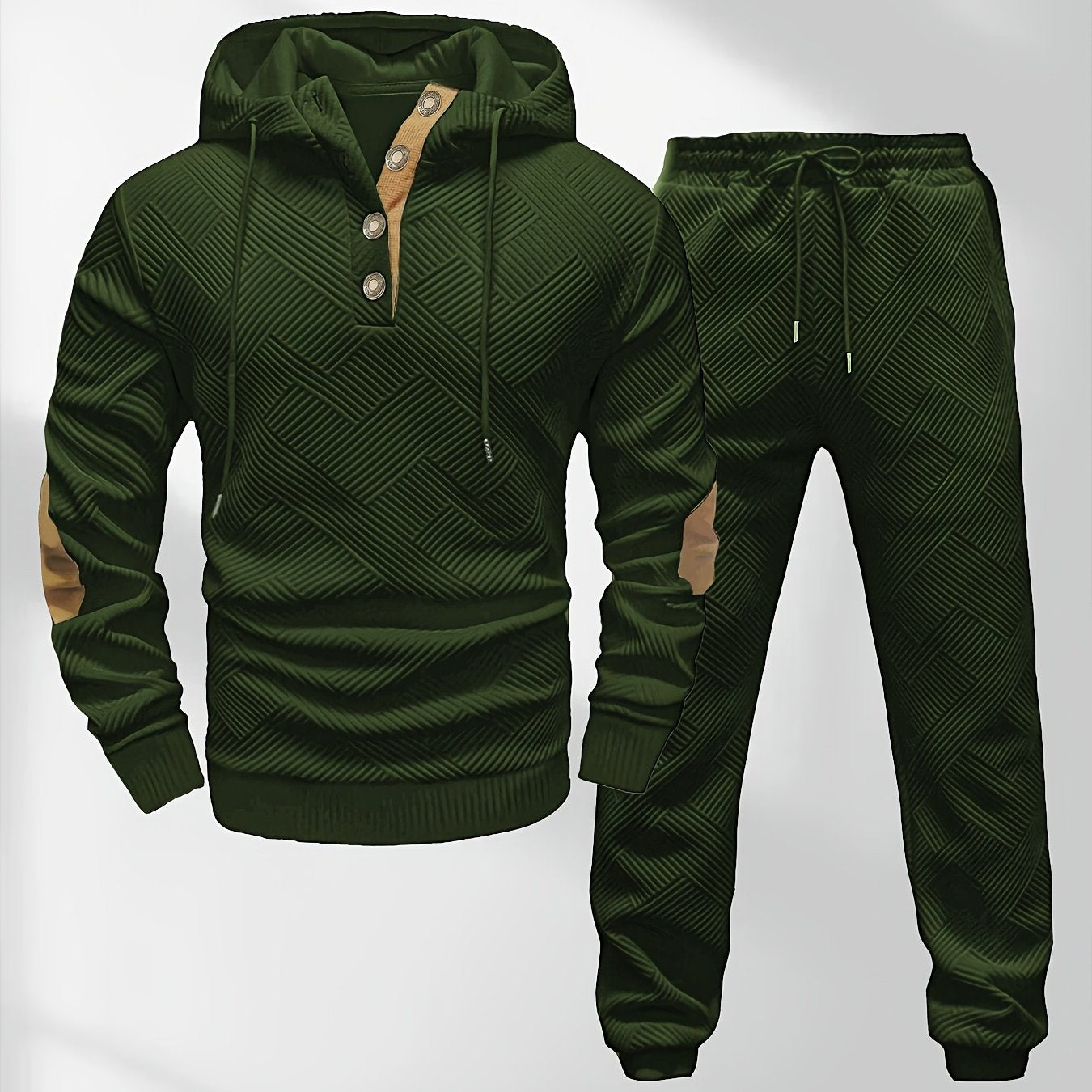 Petrus | Casual 2-delige gebreide jacquard hoodie en broek voor heren – Comfortabele modieuze sweatshirt en joggingpak