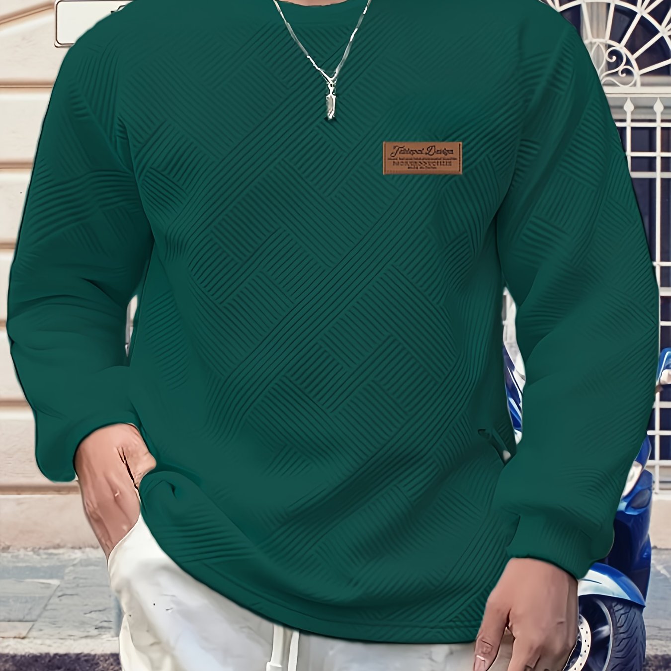 Eirikur | Zwaar geometrisch sweatshirt met ronde hals – Casual pullover, comfortabel in de herfst en winter