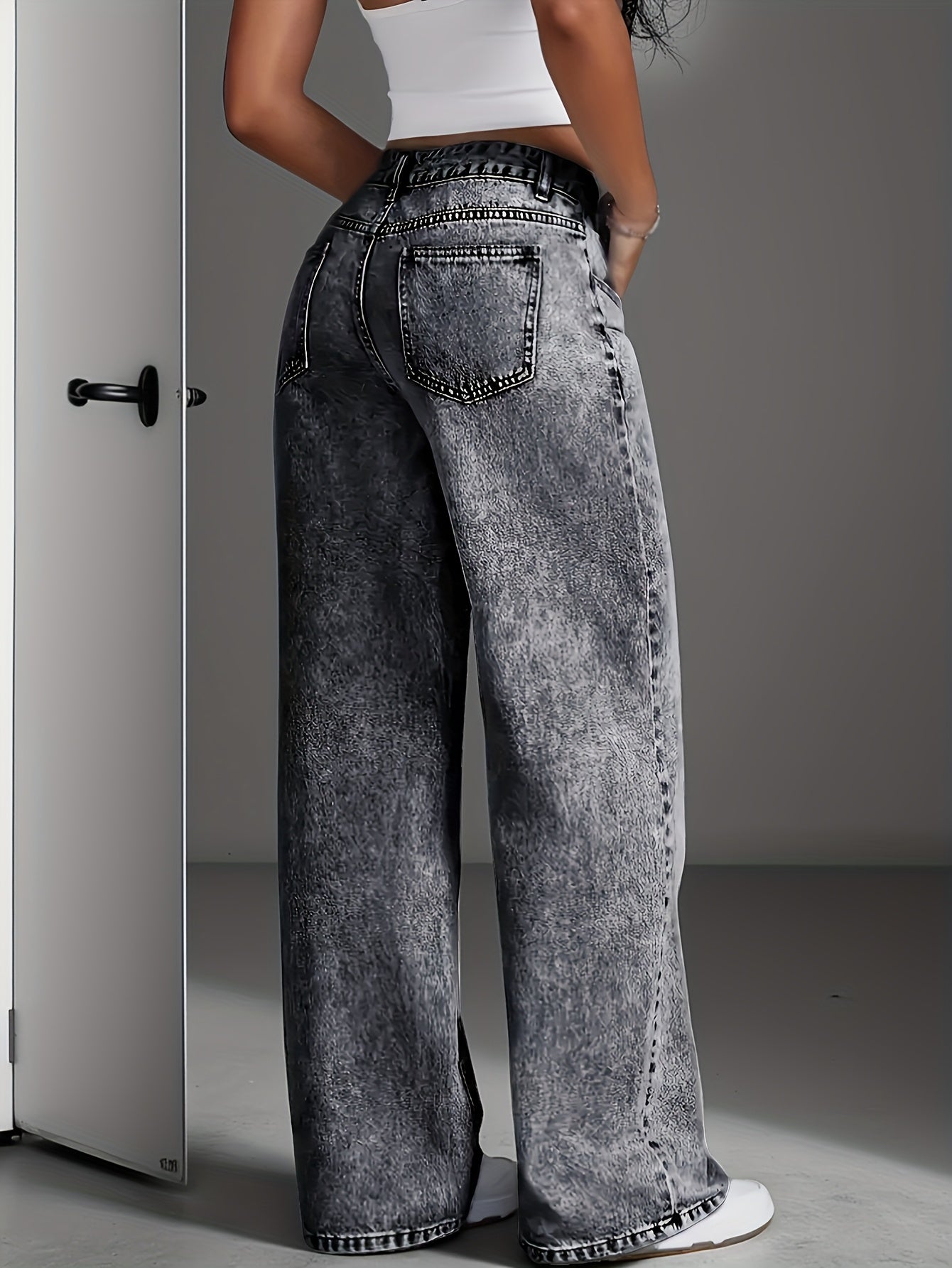 Sylvitha | Damesjeans met rechte pijpen en wijde pijpen – Losse pasvorm, comfortabele casual broek