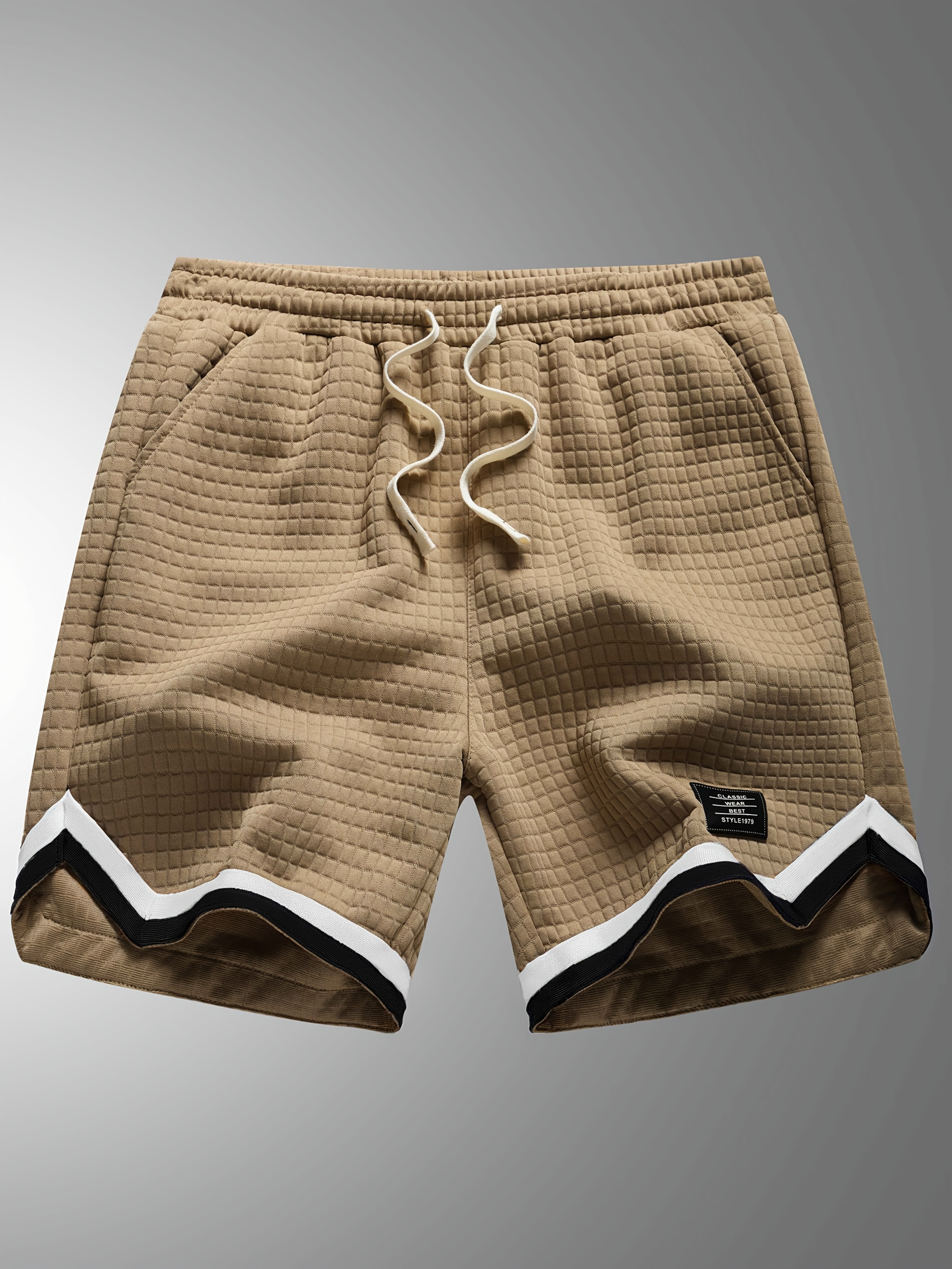 Trenton | Casual geruite gebreide herenshort - kleurblok, koordje