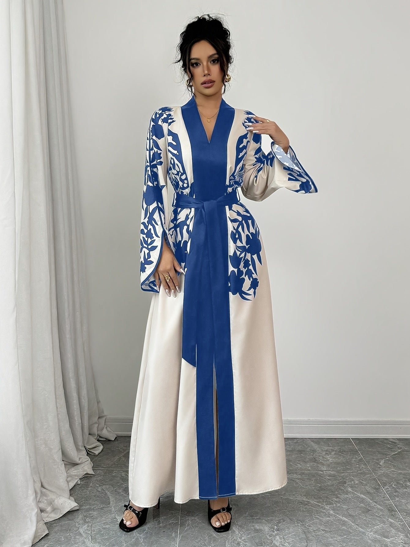 Lioris | Maxi-jurk met bloemenprint voor dames - Lange mouwen, losvallende A-lijn