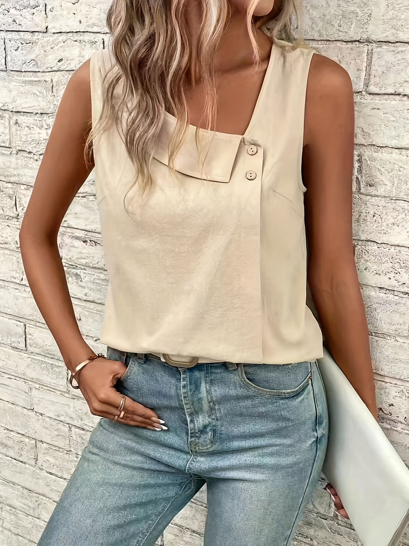 Fiametta | Asymmetrische Hals Mouwloze Tank Top - Casual Top voor Vrouwen