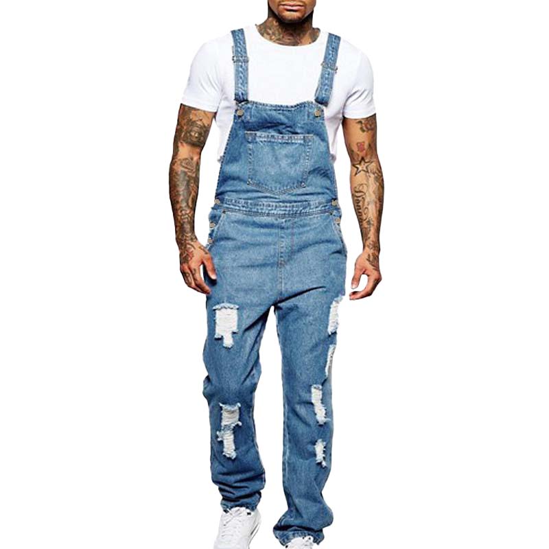 Thalion | Heren ripped denim overall - Casual loose-fit distressed jeans jumpsuit