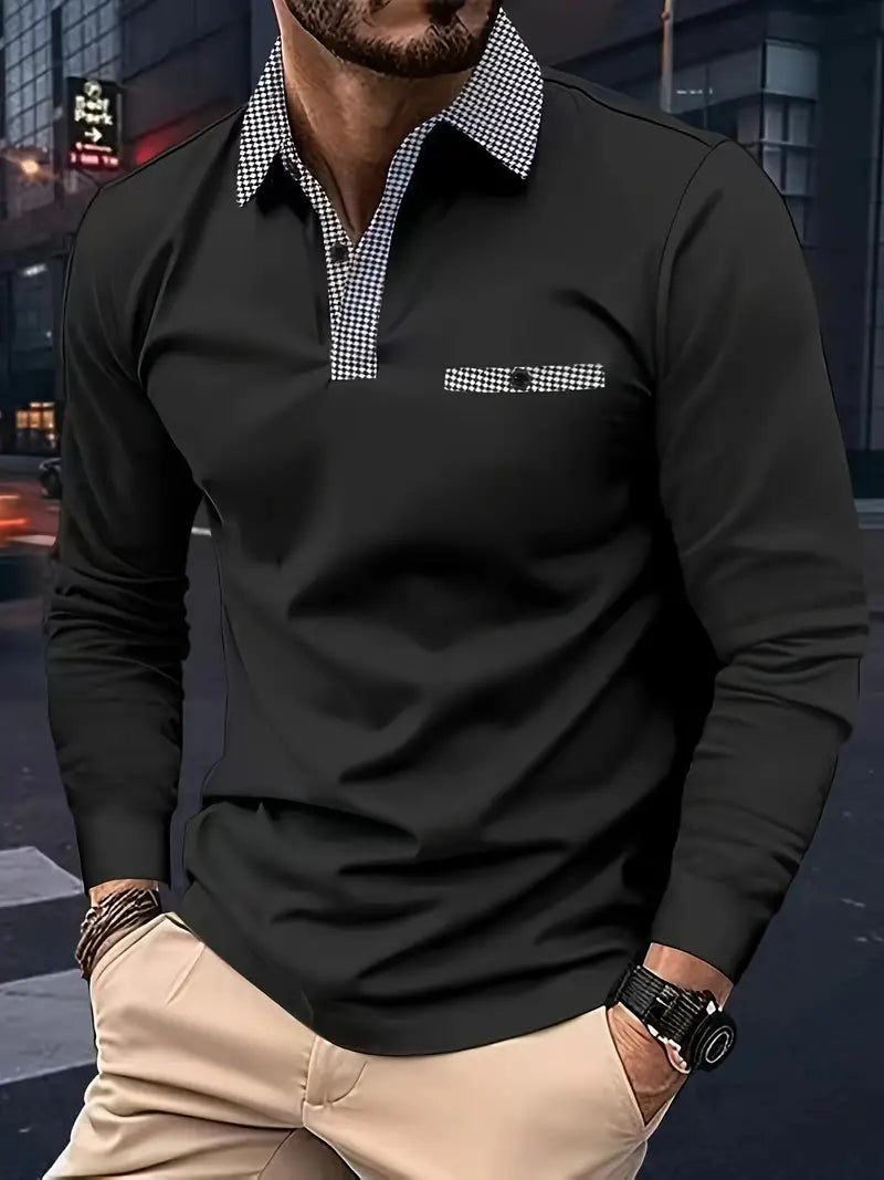 Cassiel | Heren poloshirt met lange mouwen – Klassiek casual herenshirt, comfortabel en ademend