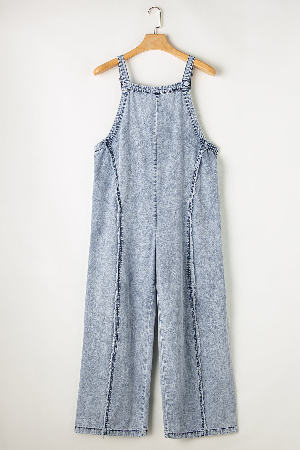 Maeryn | Mouwloze Denim Overall met wijde pijpen - Gerafelde zoom, open naden, casual jumpsuit