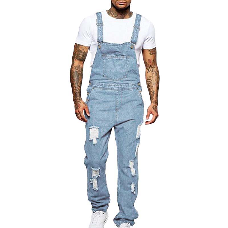 Thalion | Heren ripped denim overall - Casual loose-fit distressed jeans jumpsuit