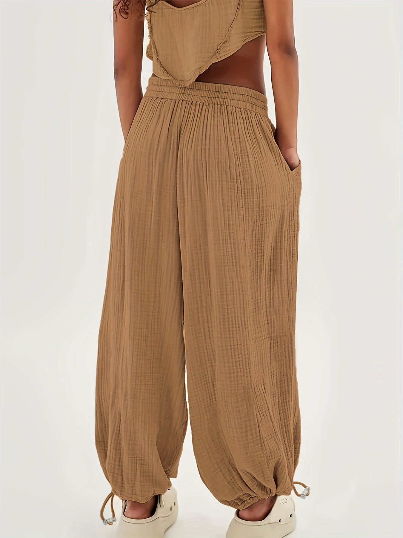 Sabrinka | Casual broek met wijde pijpen voor dames - taille met koord, losse pasvorm