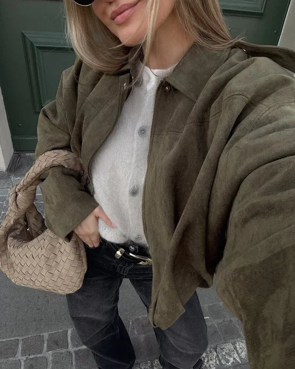 Alvressa | Stijlvolle bomberjas voor dames, suède-look, lichtgewicht, casual, trendy bovenkleding