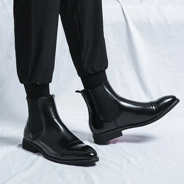 Pierre | Herenleren zwarte Chelsea Boots - Klassieke Slip-On Laarzen, Stijlvol Casual Schoeisel