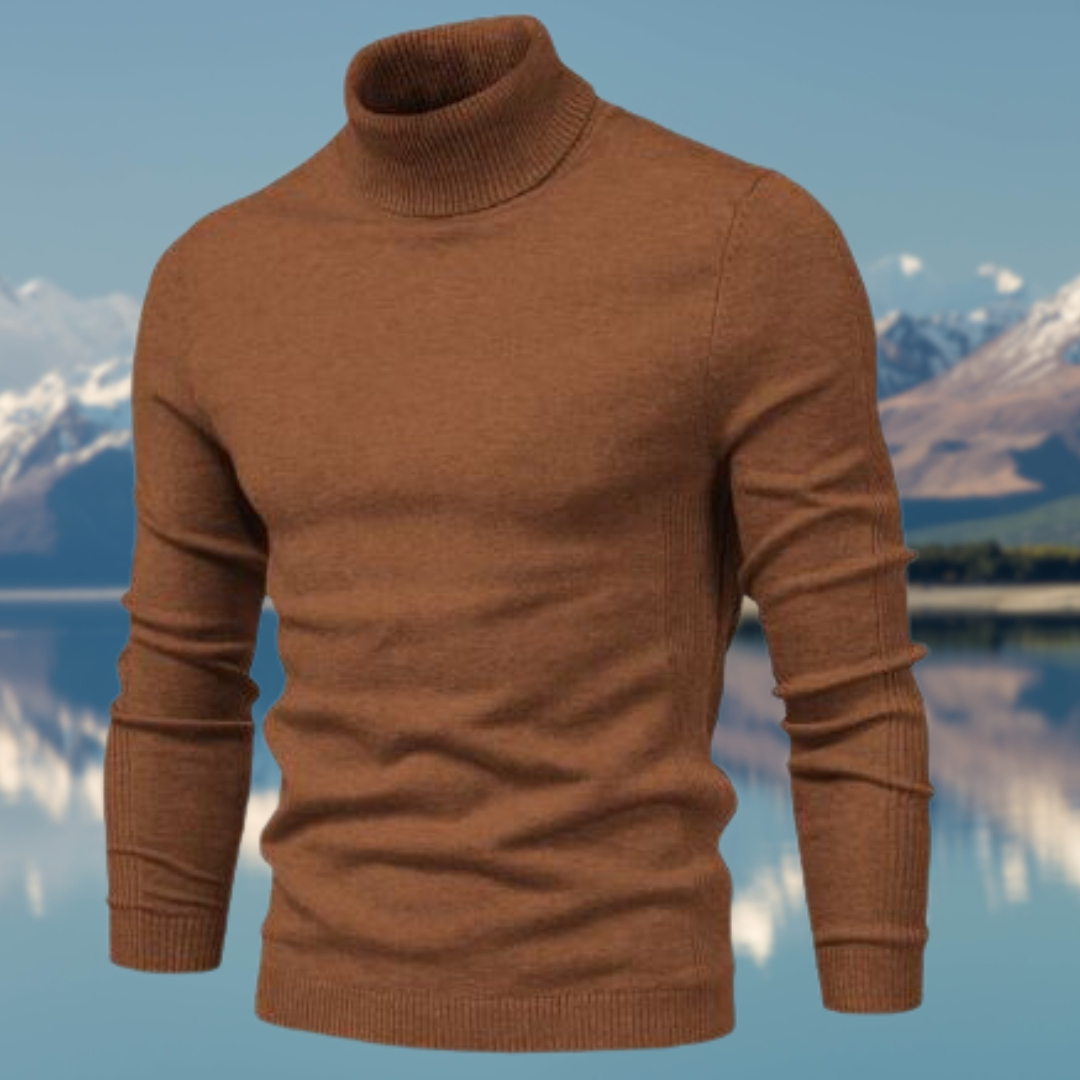 Bastiaan | Klassieke effen coltrui voor heren, gebreide trui met lange mouwen, casual wintertop