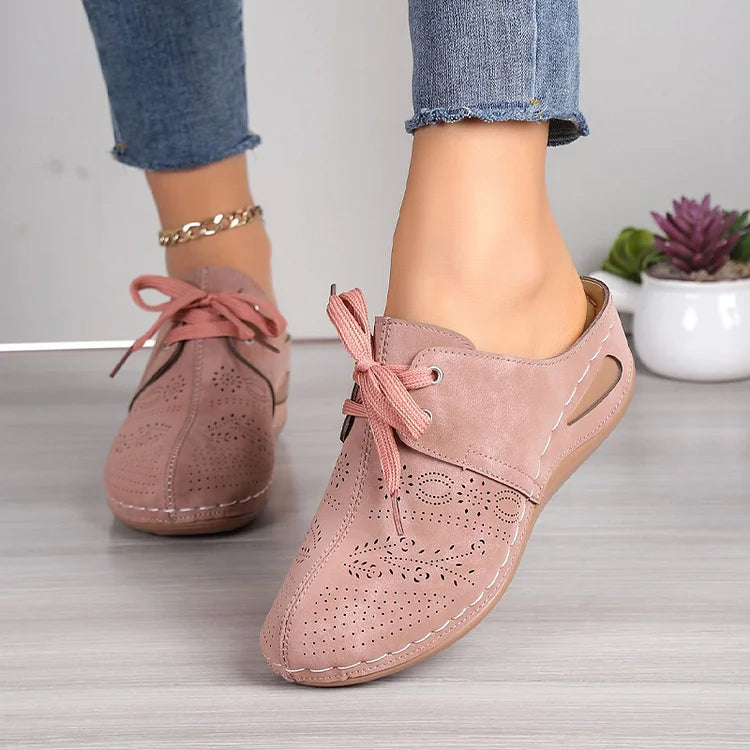 Velvra | Vrouwen Suede Wedge Leren Muiltjes - Dikke Zool Slip-On Half Schoenen