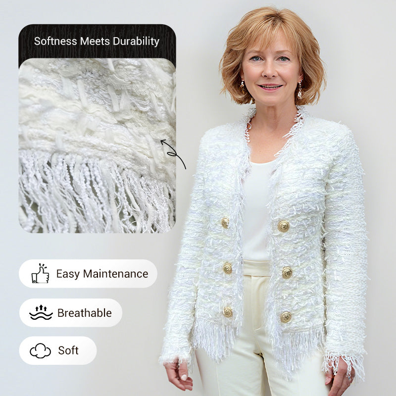 Aislynn | Korte jas met kwastjes – Chique jasje met knopen, elegante mode-bovenkleding