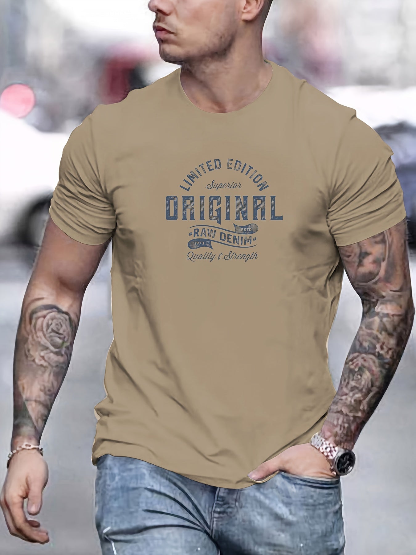 Xaver | Basis T-shirt van katoen voor heren - Casual T-shirt met grafische print, zomer T-shirt