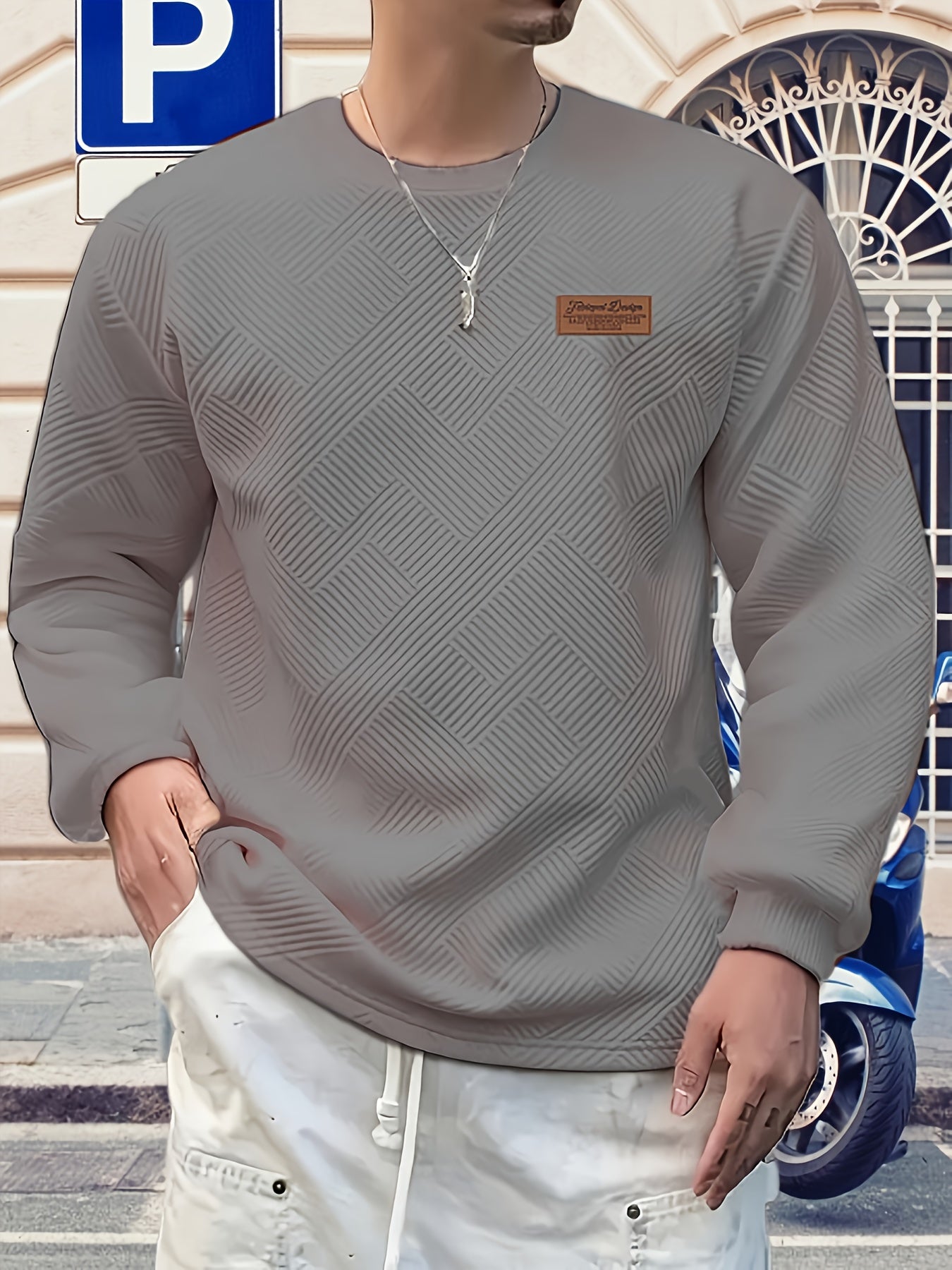 Eirikur | Zwaar geometrisch sweatshirt met ronde hals – Casual pullover, comfortabel in de herfst en winter