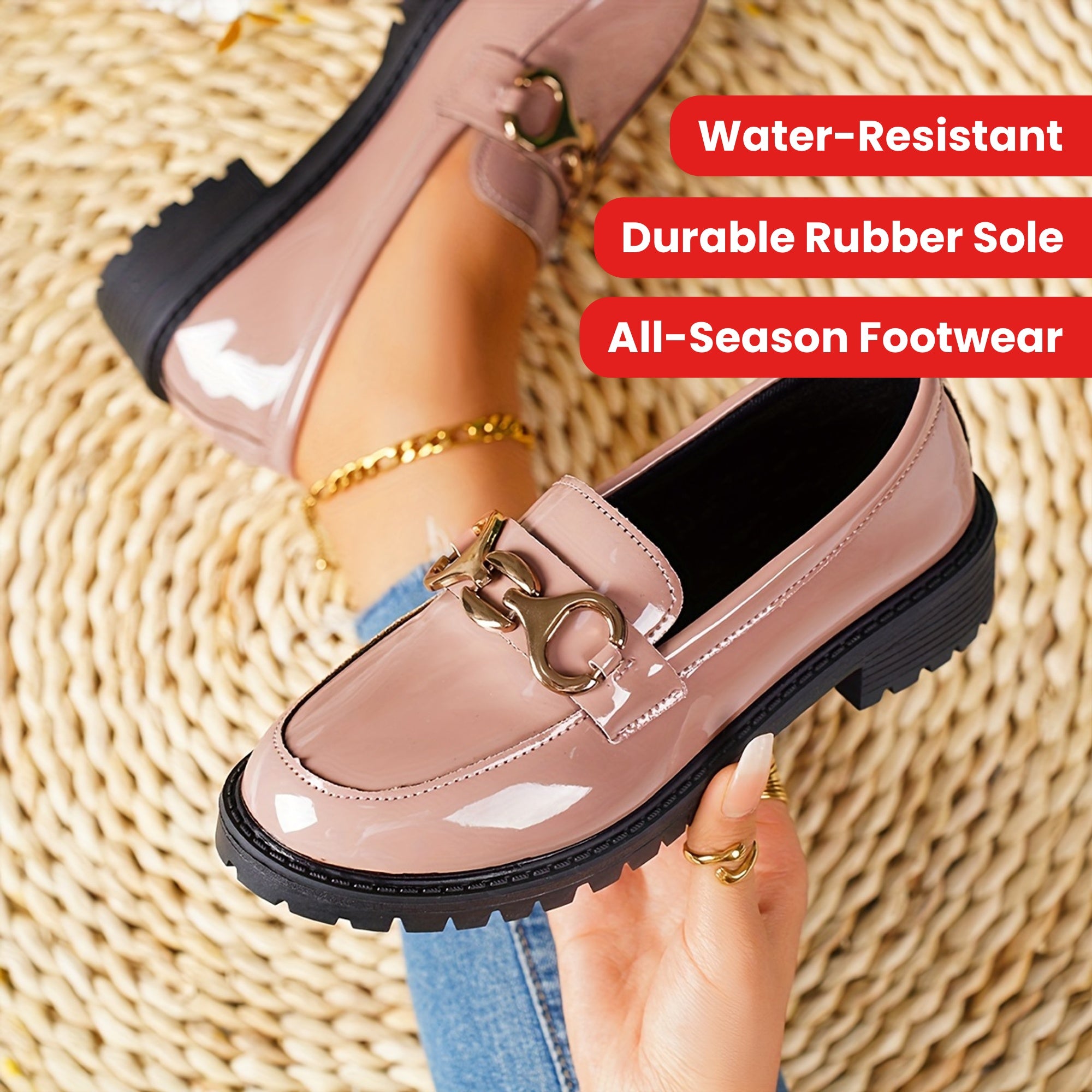 OutStride | Vrouwenglanzende Loafers - Slip-On Schoenen met Britse Stijl