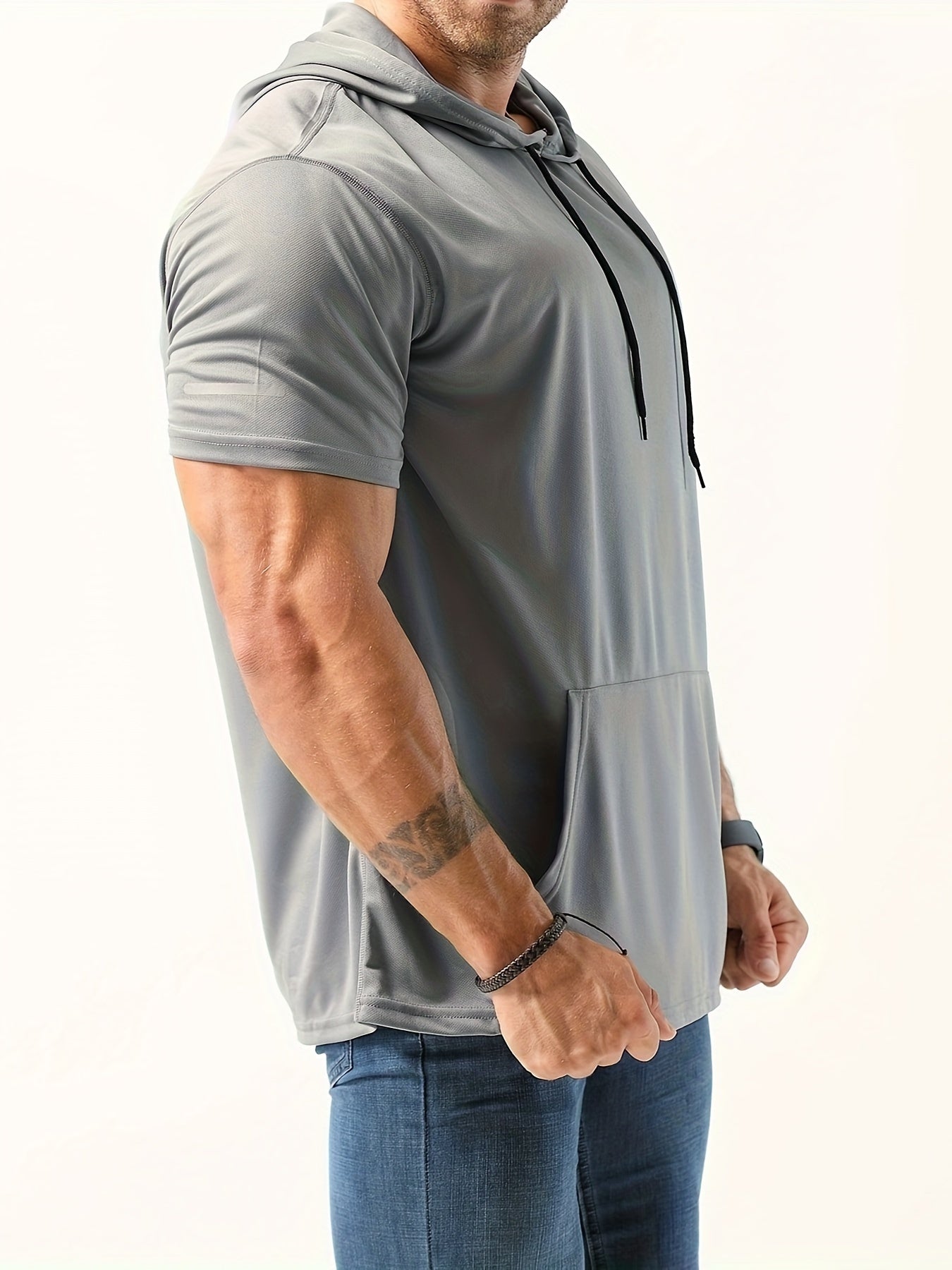 Fenno | Heren-T-shirt met capuchon - Sneldrogend, Trekkoord, Ideaal voor Hardlopen & Training