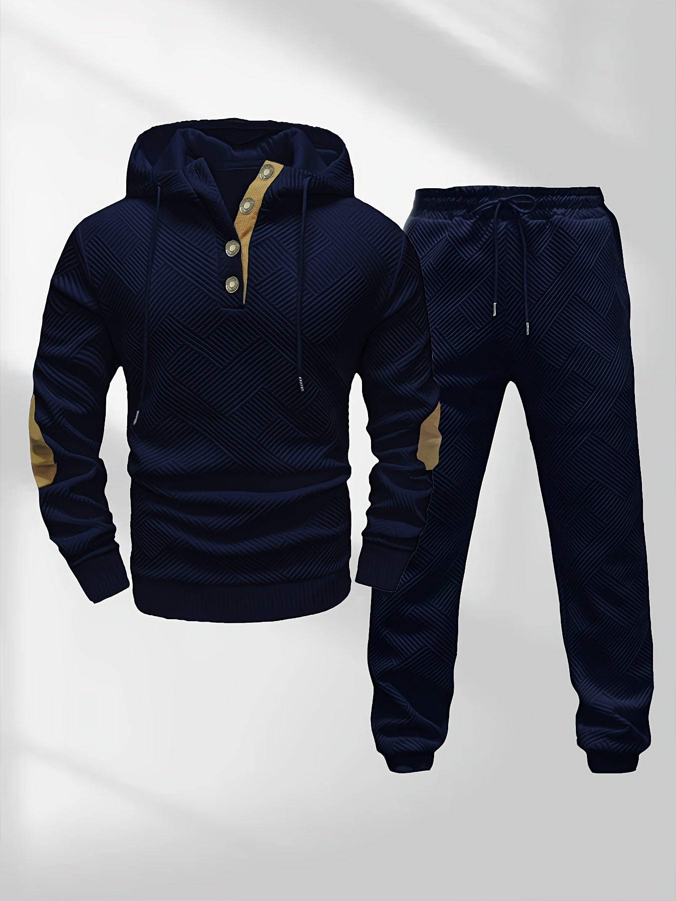 Petrus | Casual 2-delige gebreide jacquard hoodie en broek voor heren – Comfortabele modieuze sweatshirt en joggingpak