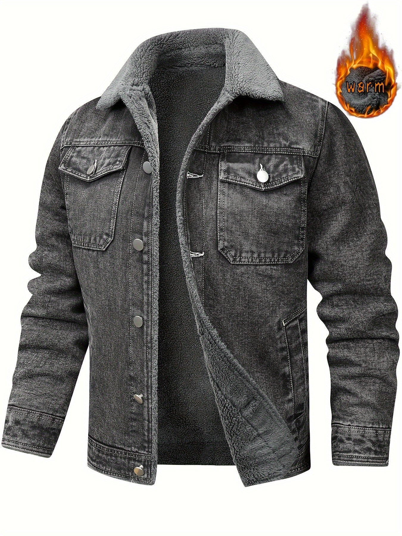 Gunter | Vintage gewassen spijkerjas voor heren met fleecevoering – Warme casual winterjas