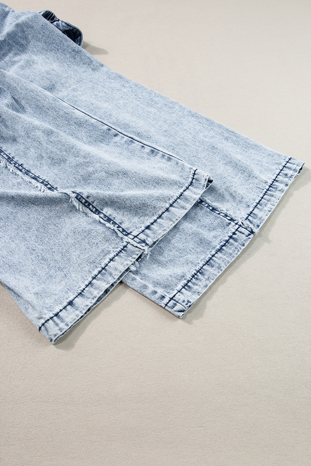 Maeryn | Mouwloze Denim Overall met wijde pijpen - Gerafelde zoom, open naden, casual jumpsuit