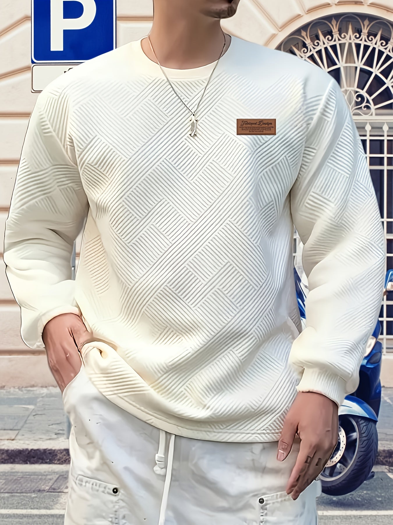 Eirikur | Zwaar geometrisch sweatshirt met ronde hals – Casual pullover, comfortabel in de herfst en winter