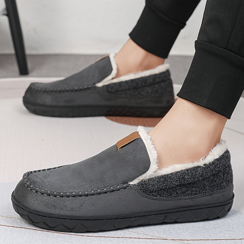 Furrion | Herenloafers met bontvoering – Instap slippers met traagschuim, casual herfst-/winterschoenen