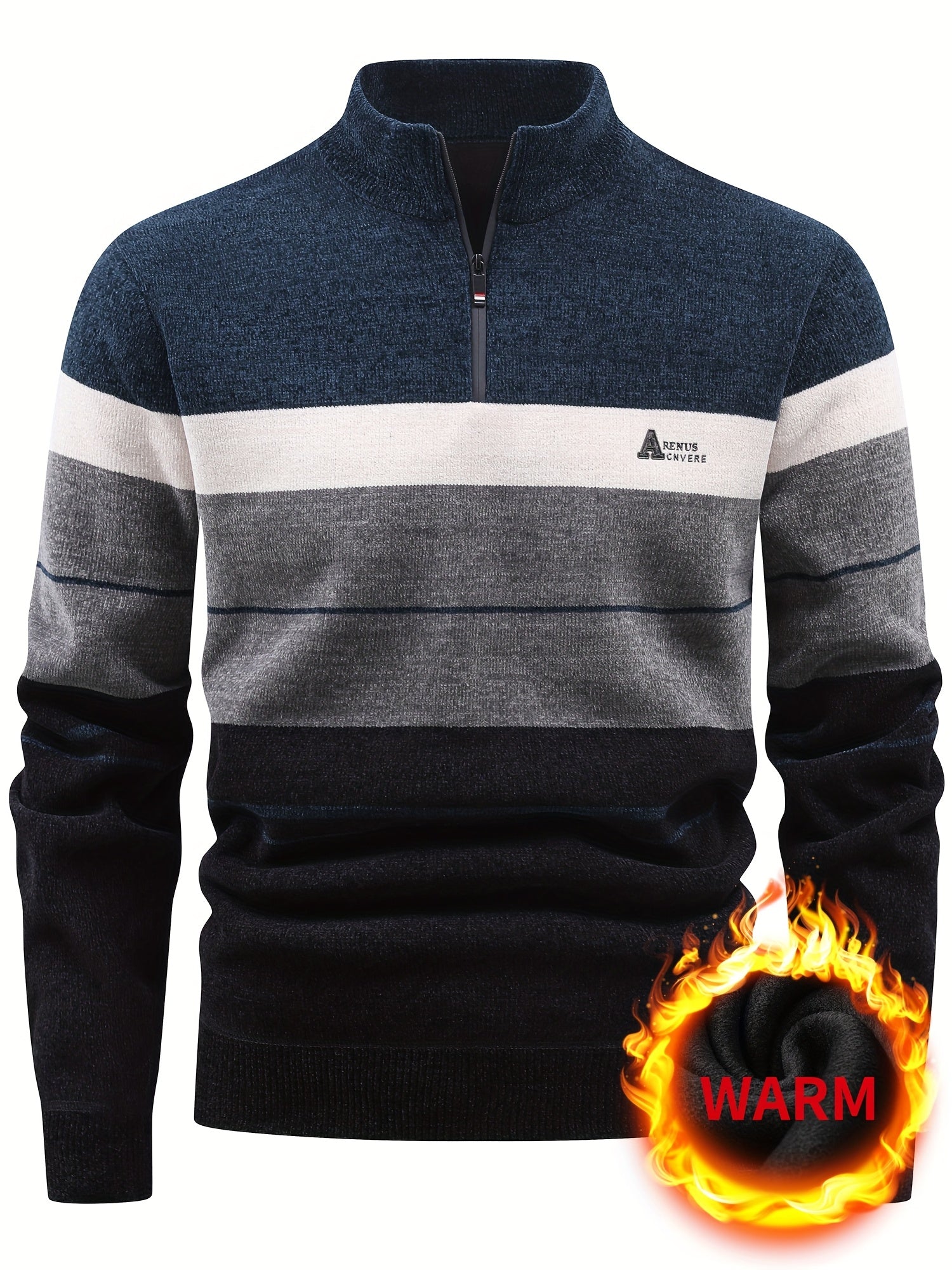 Peder | Herenpullover met fleecevoering – Comfortabele herfst-/wintertrui met kwartritssluiting