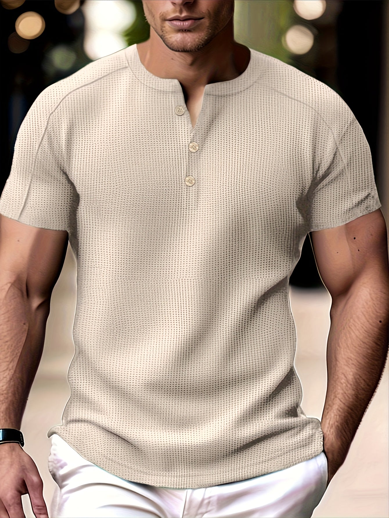 Wallace | Herenhemd met korte mouwen - Lichtgewicht gebreid wafel T-shirt