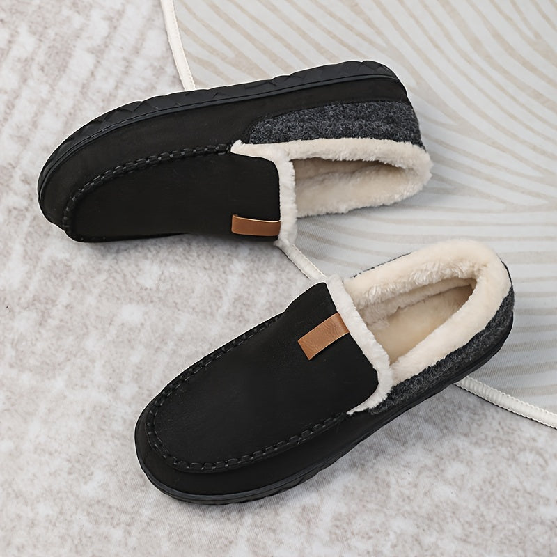 Furrion | Herenloafers met bontvoering – Instap slippers met traagschuim, casual herfst-/winterschoenen